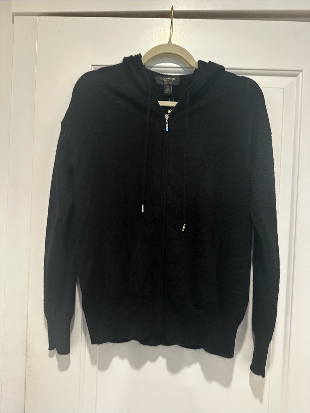 Charter Club Black Cashmere Zip-Up Hoodie